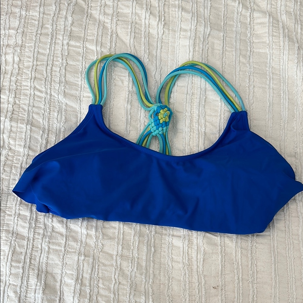 Xhilaration Blue Bikini Top with Multicolor Straps
